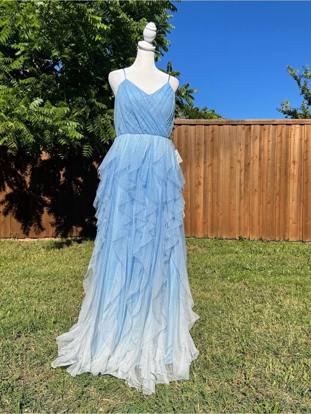 NWT Blue gradient spaghetti strap fairy dress, four-layer skirt wedding party